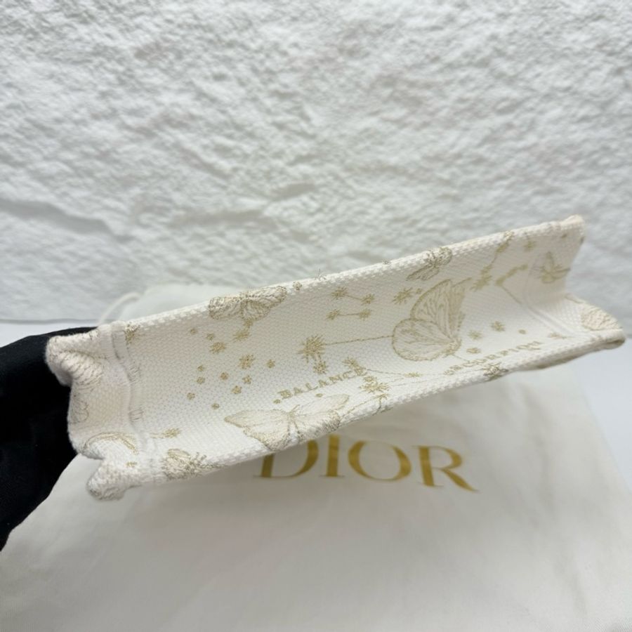 98新 迪奧/Dior Book mini Tote 白色蝴蝶刺繡迷你 托特包-4