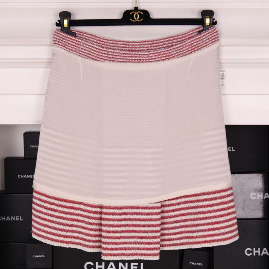 1.Chanel 15年红白条纹针织半裙-6