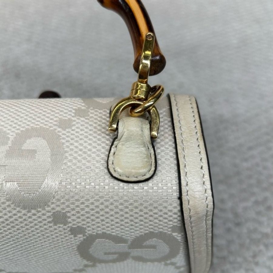 Gucci Bamboo竹節包 經典GG老花 天然竹節手柄 金色五金-13