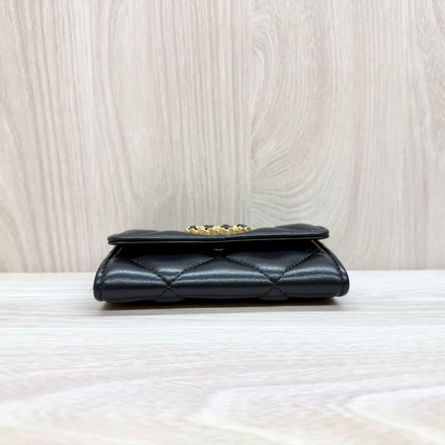 CHANEL黑金羊皮19系列下蓋卡包AP1790-4