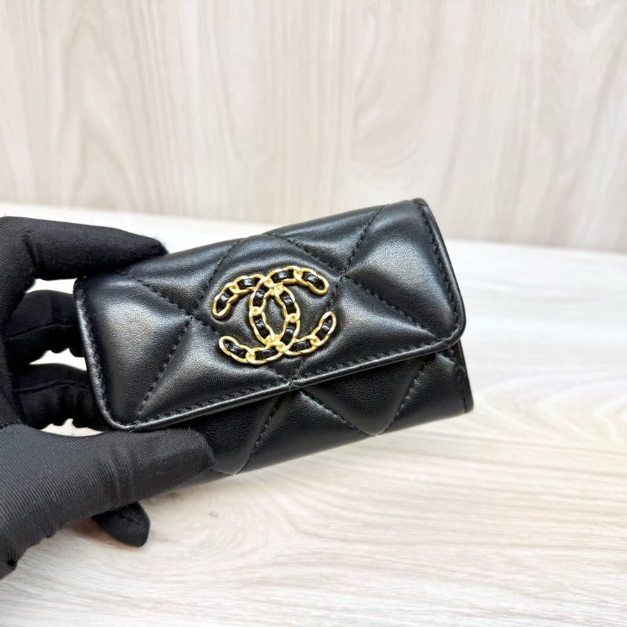 CHANEL黑金羊皮19系列下蓋卡包AP1790-5