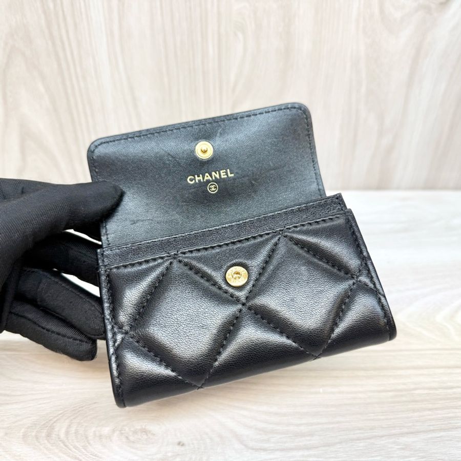 CHANEL黑金羊皮19系列下蓋卡包AP1790-8