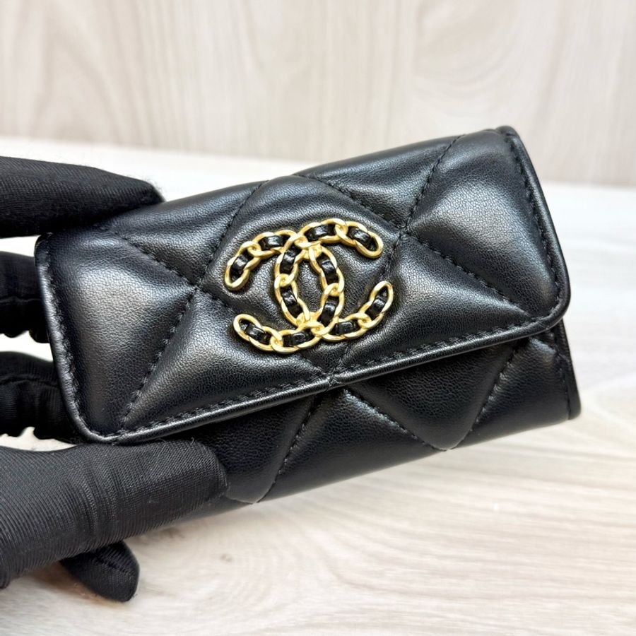 CHANEL黑金羊皮19系列下蓋卡包AP1790-9