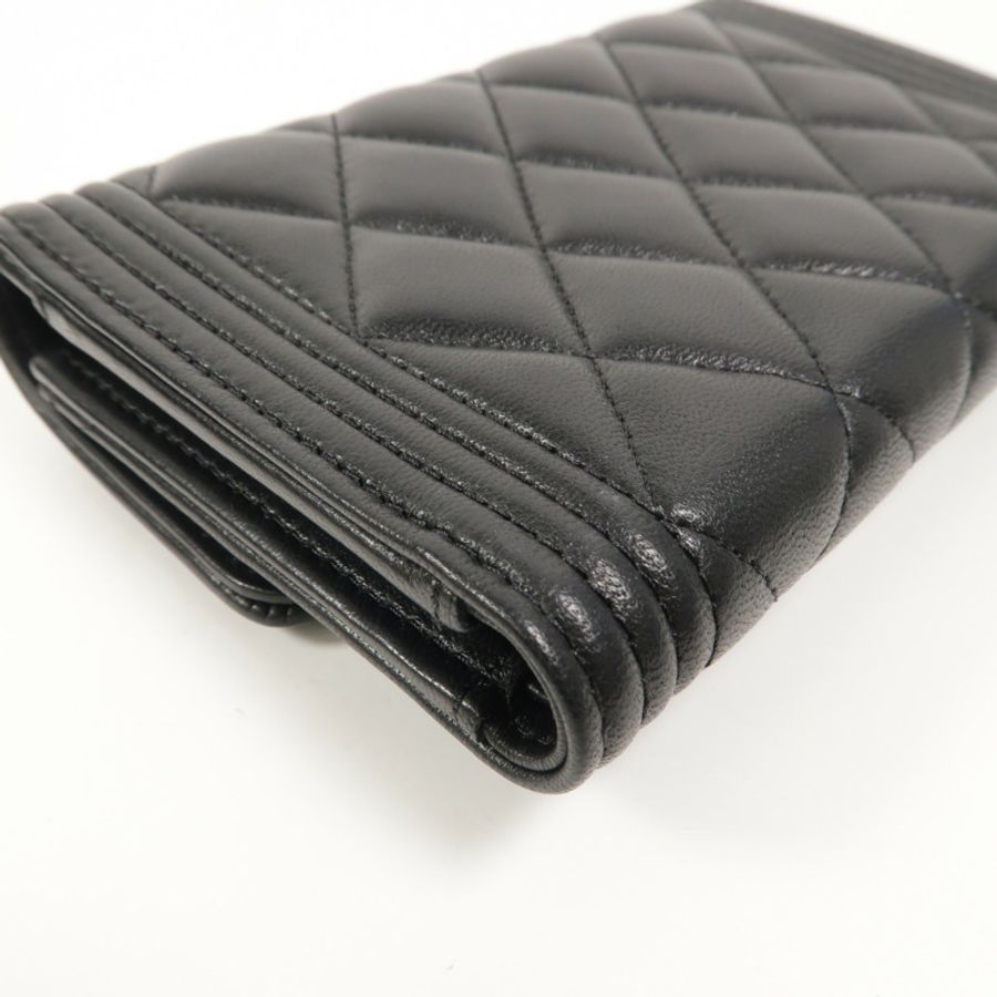 CHANEL 羊皮皮革Boy Wallet長錢包-16