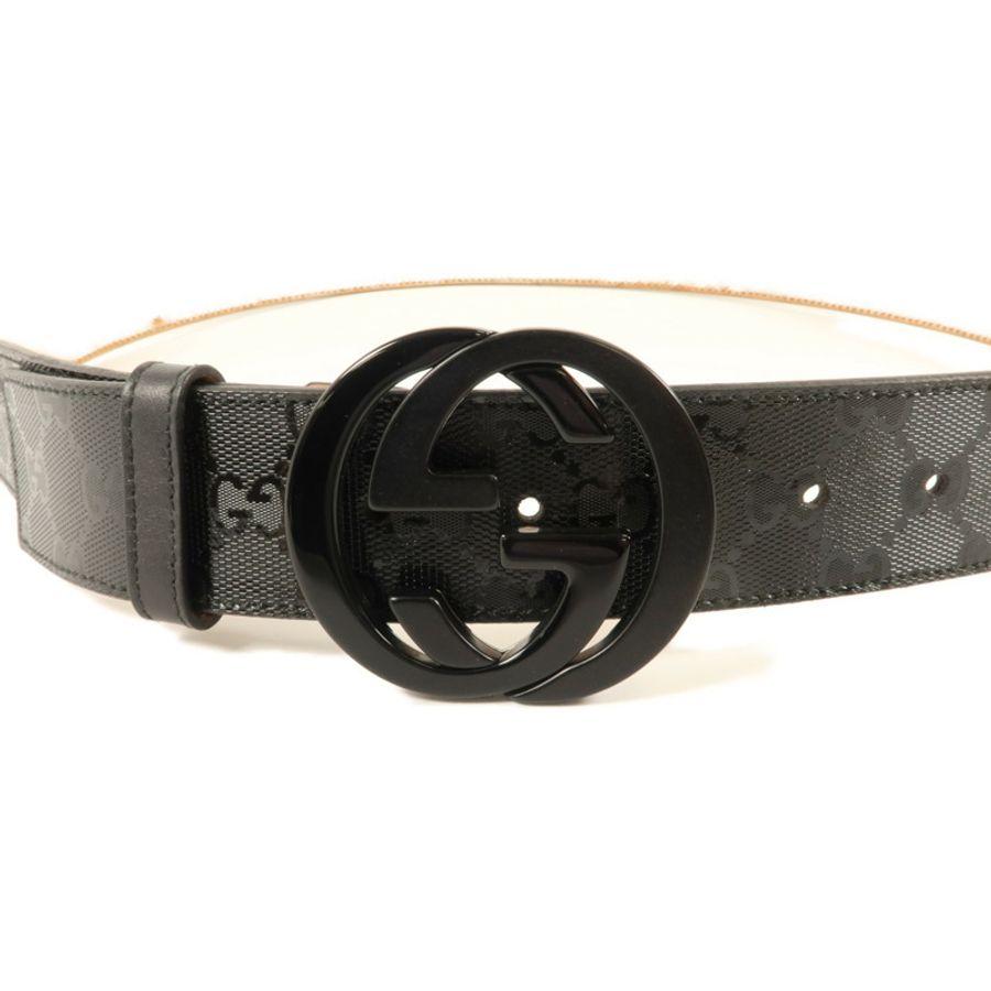 GUCCI 塗層帆布Interlocking G Belt 100x40皮帶-2