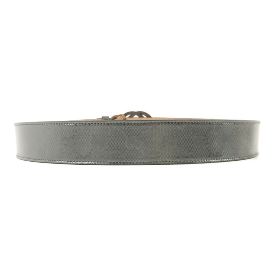 GUCCI 塗層帆布Interlocking G Belt 80x32皮帶-1