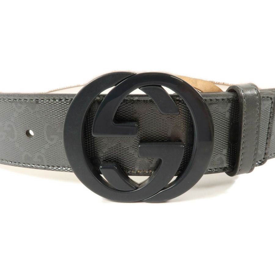 GUCCI 塗層帆布Interlocking G Belt 80x32皮帶-2