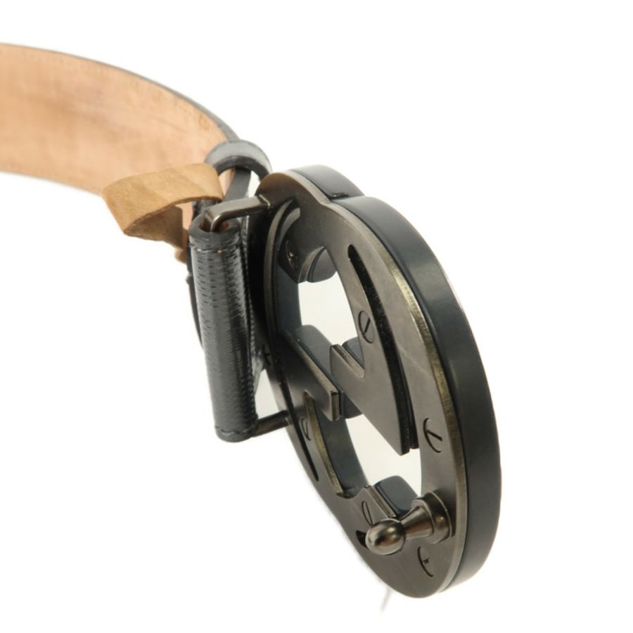 GUCCI 塗層帆布Interlocking G Belt 80x32皮帶-3