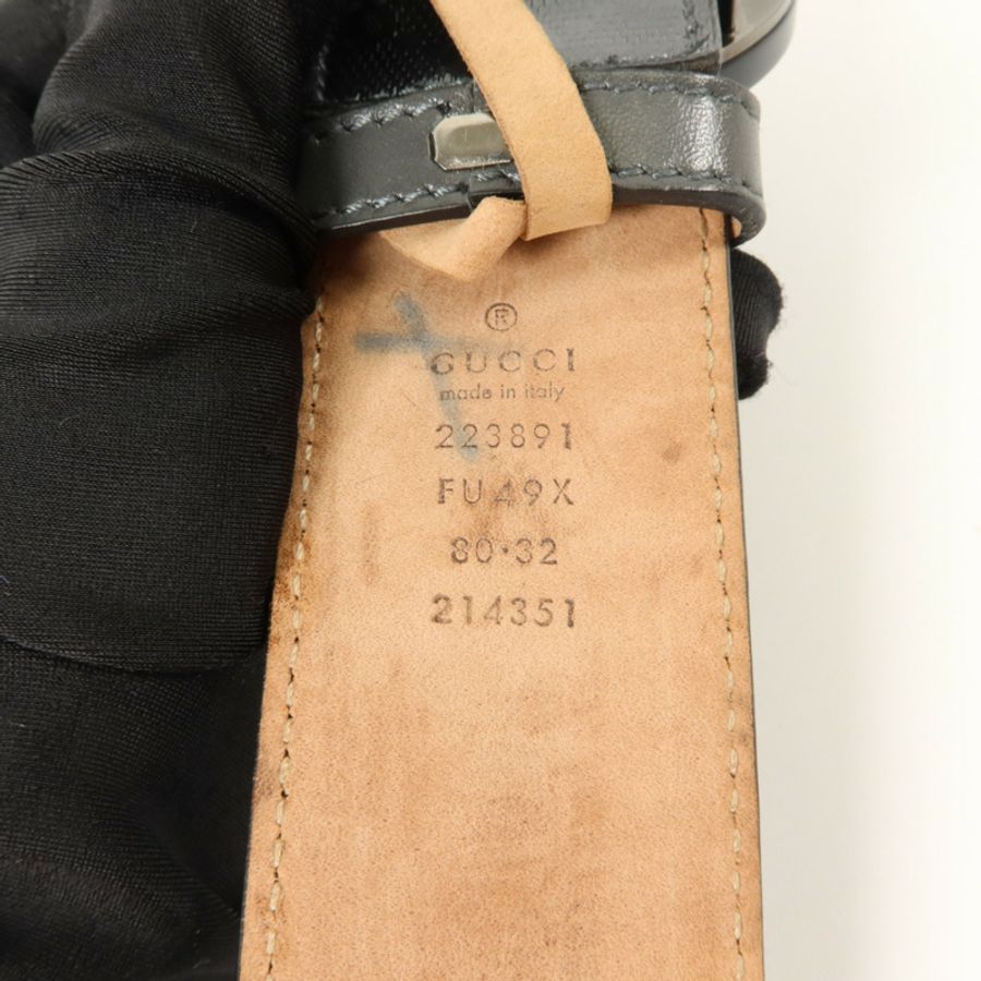GUCCI 塗層帆布Interlocking G Belt 80x32皮帶-4