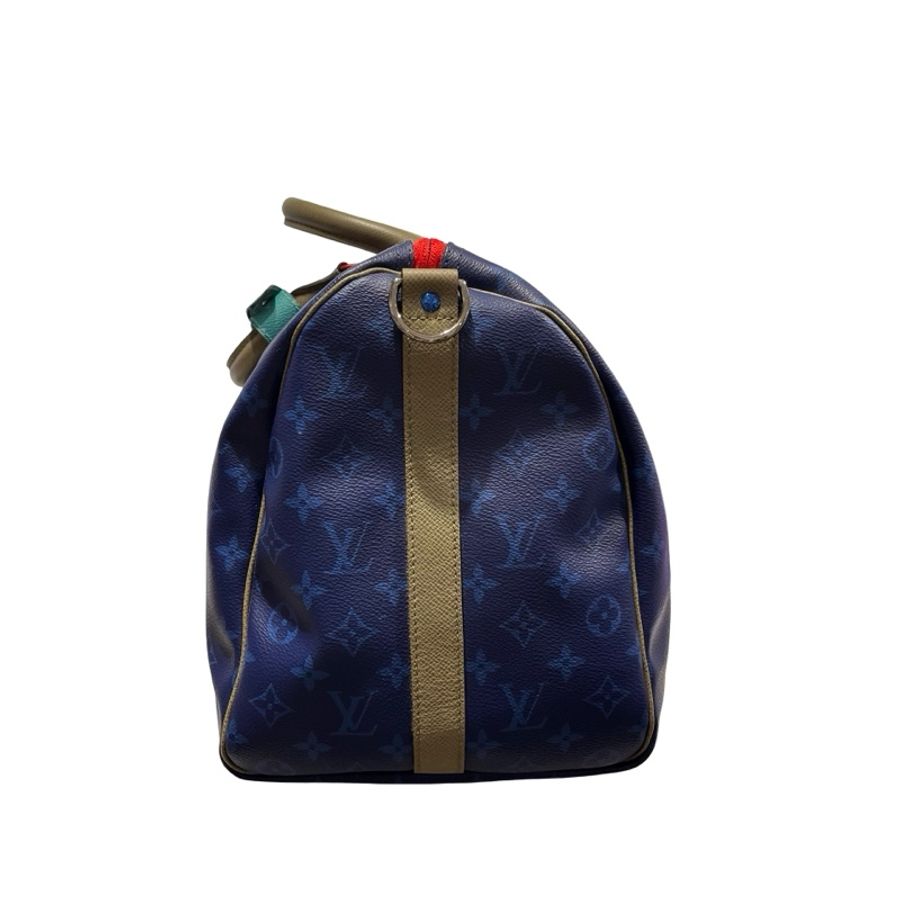 Used LOUIS VUITTON Monogram Keepall Bandoulière Travel Bag Blue Khaki Red Turquoise-1