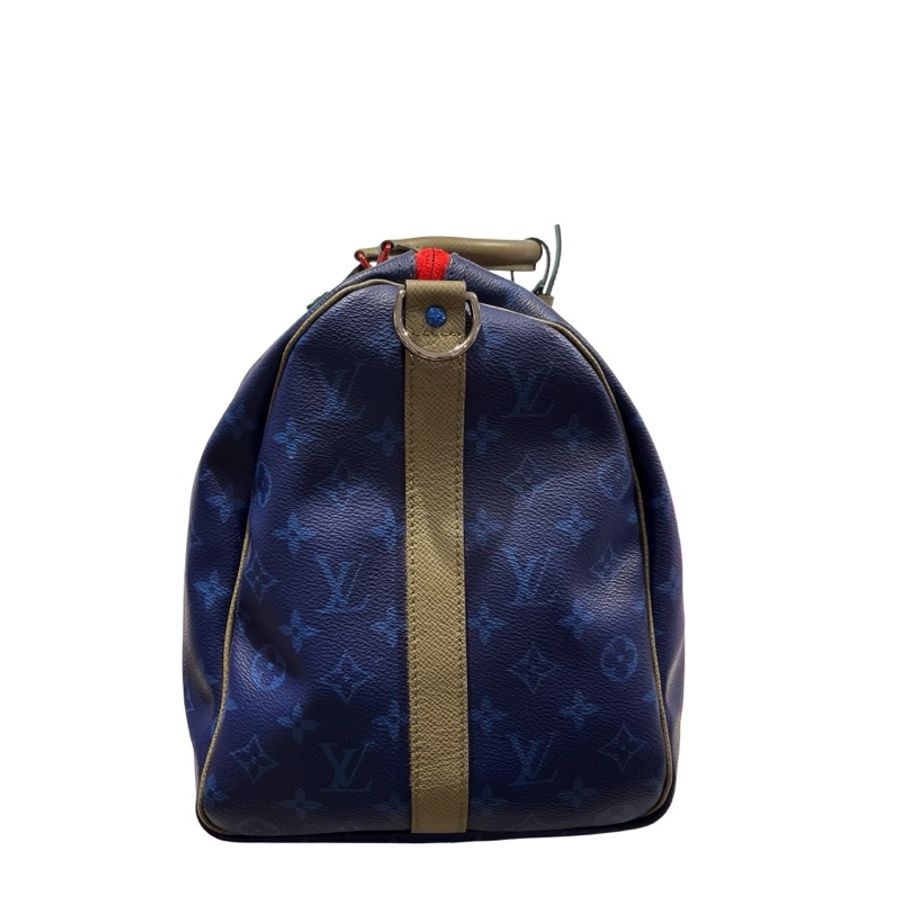 Used LOUIS VUITTON Monogram Keepall Bandoulière Travel Bag Blue Khaki Red Turquoise-2