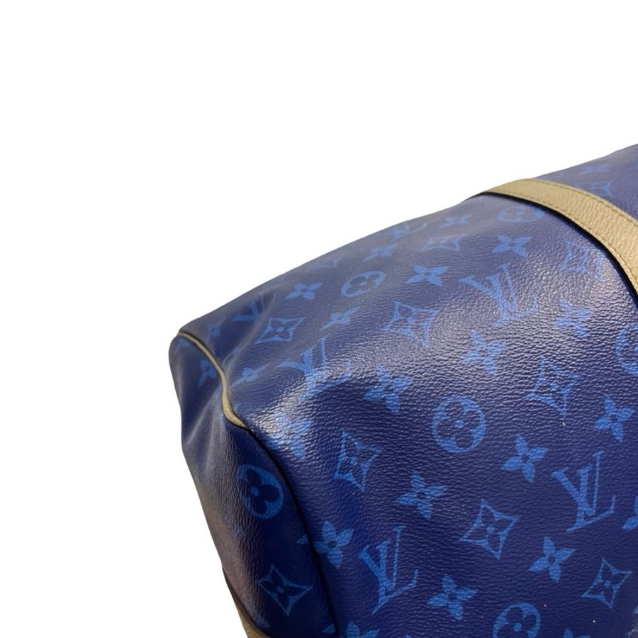 Used LOUIS VUITTON Monogram Keepall Bandoulière Travel Bag Blue Khaki Red Turquoise-5