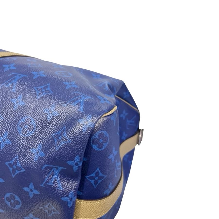 Used LOUIS VUITTON Monogram Keepall Bandoulière Travel Bag Blue Khaki Red Turquoise-6