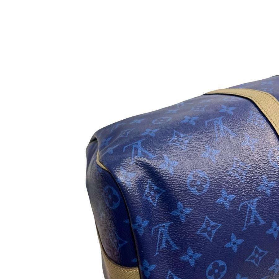 Used LOUIS VUITTON Monogram Keepall Bandoulière Travel Bag Blue Khaki Red Turquoise-7