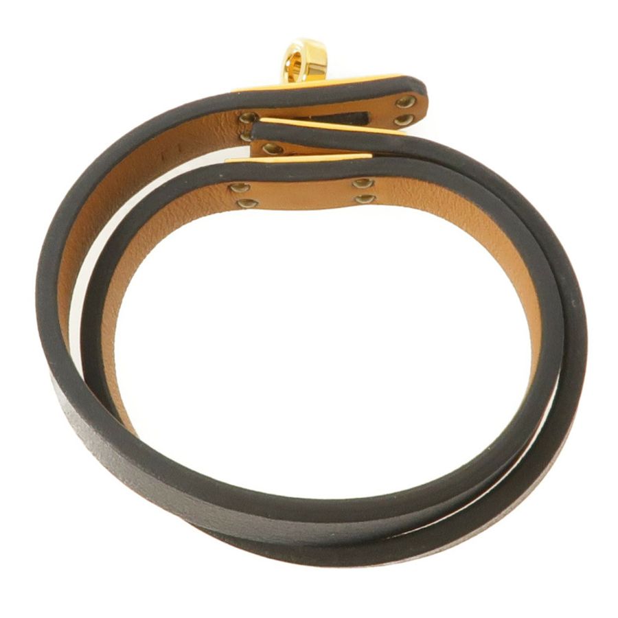 HERMES Swift皮革Mini Kelly Double Tour Bracelet手環Noir-3
