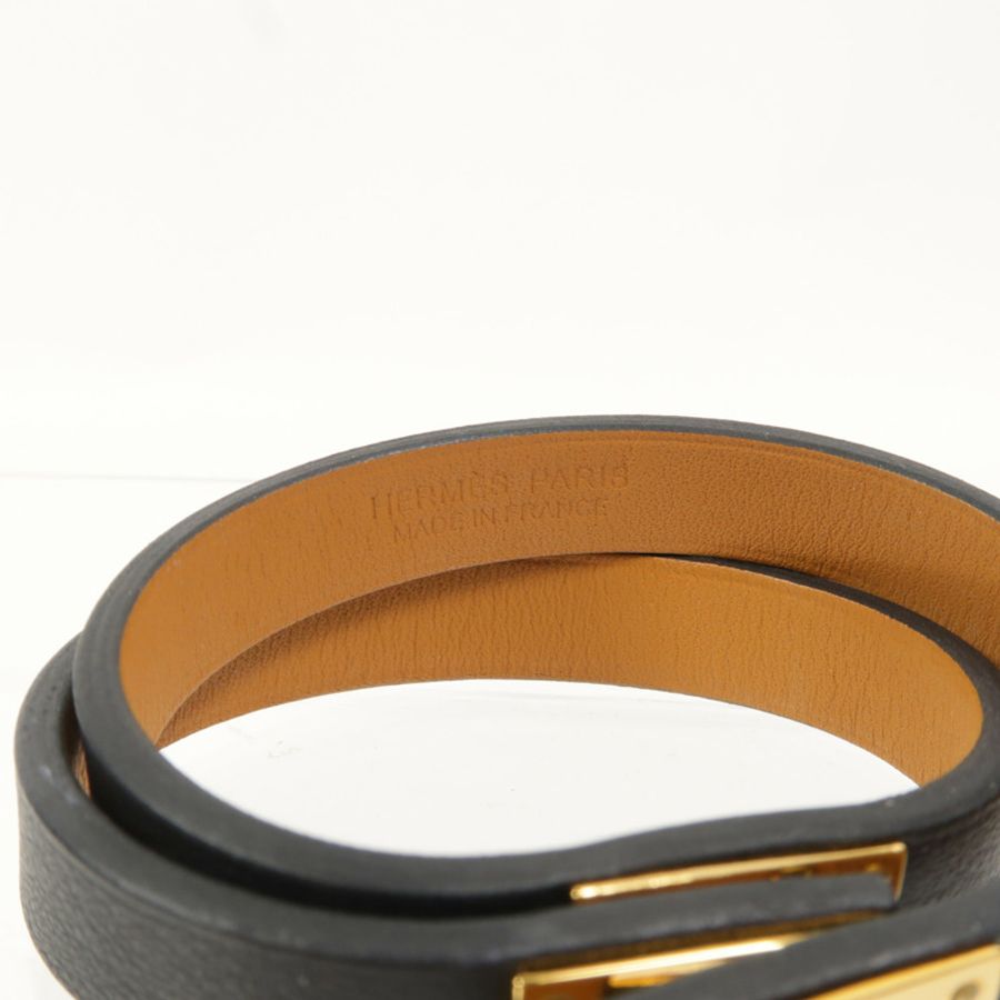 HERMES Swift皮革Mini Kelly Double Tour Bracelet手環Noir-8