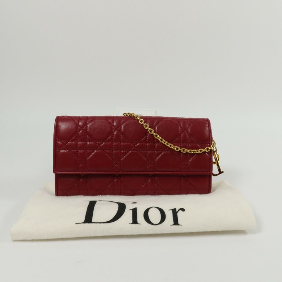 Dior 羊皮皮革Lady Dior Wallet On Chain鏈帶肩背袋-9