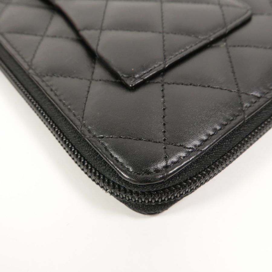 CHANEL 牛皮皮革Cambon Long Wallet長錢包-16