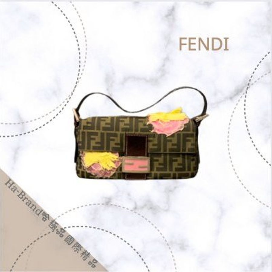 FENDI 老花緹花布 特殊繡花 法棍包-0