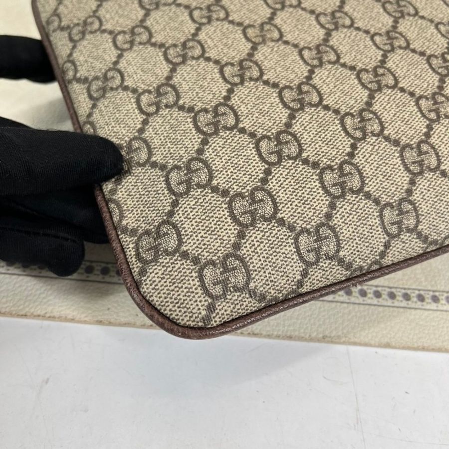 GUCCI古馳 Ophidia Logo條紋織帶 帆布拼皮 手拿包-7