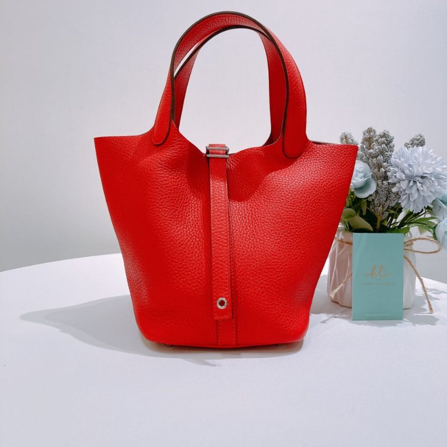 TW4886 Hermes 愛馬仕中號菜籃子手提包包 Picotin 18 TC Rouge De Coeur-0