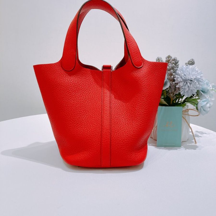 TW4886 Hermes 愛馬仕中號菜籃子手提包包 Picotin 18 TC Rouge De Coeur-1