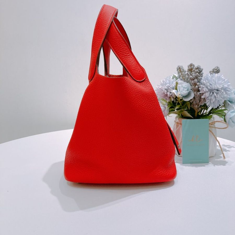 TW4886 Hermes 愛馬仕中號菜籃子手提包包 Picotin 18 TC Rouge De Coeur-3