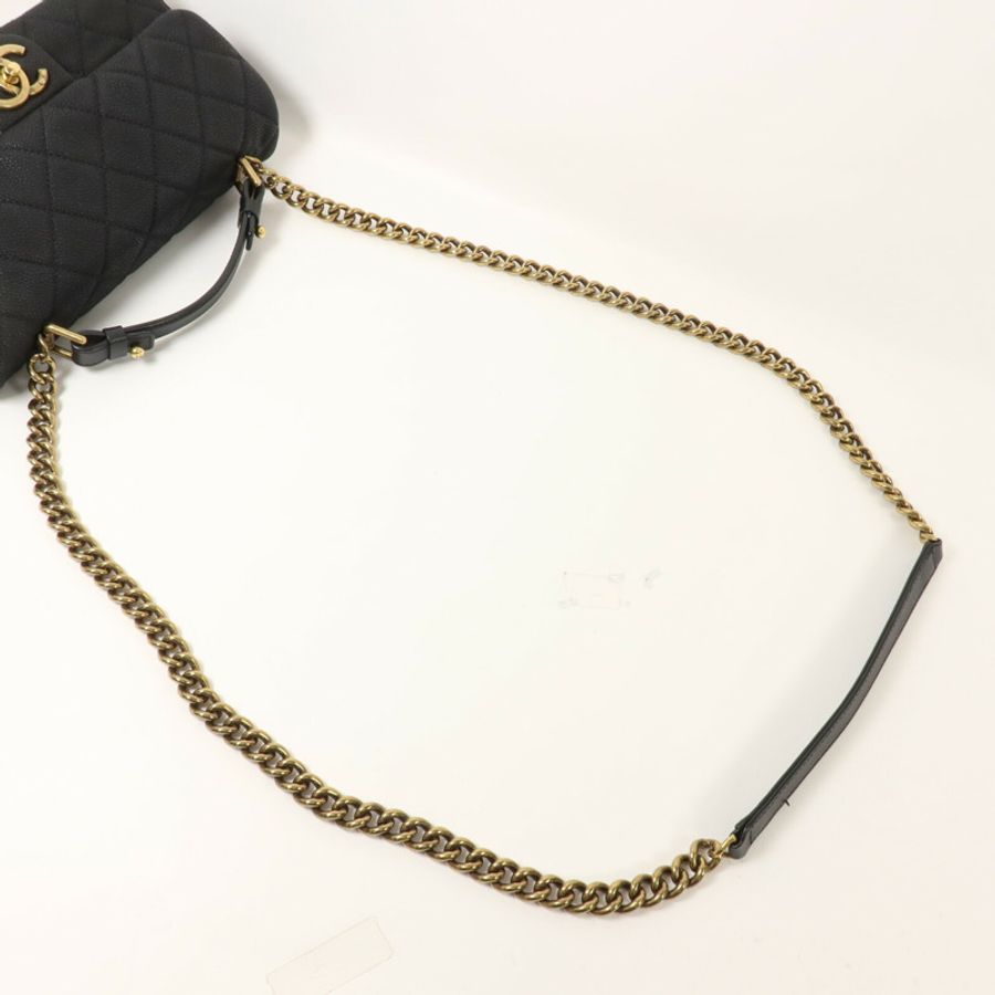 CHANEL 牛皮皮革Chain Shoulder鏈帶手挽肩背兩用袋-7