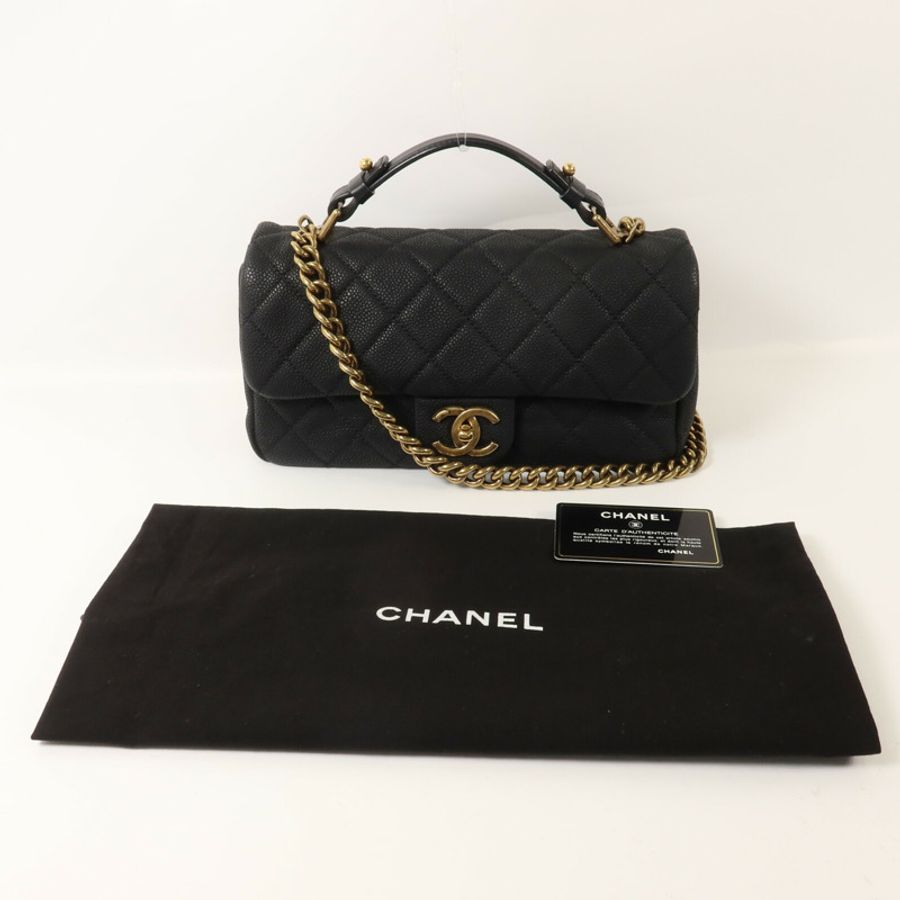 CHANEL 牛皮皮革Chain Shoulder鏈帶手挽肩背兩用袋-9