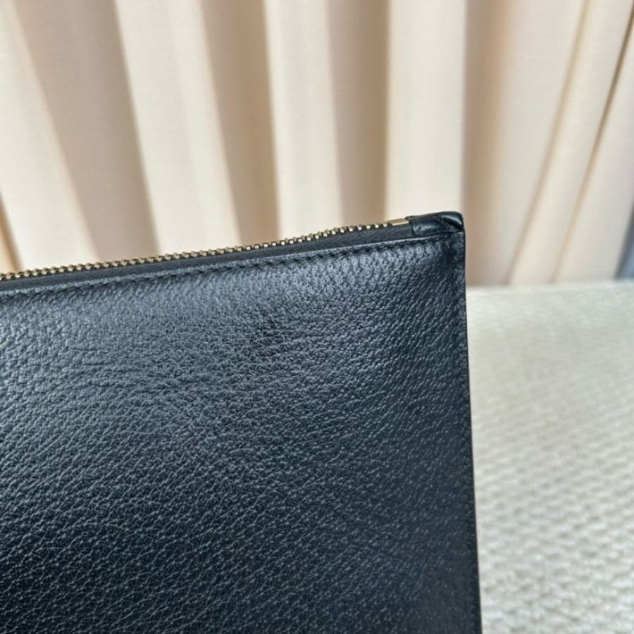 GUCCI古馳小蜜蜂手拿包 黑色荔枝紋牛皮 金色蜜蜂logo-5
