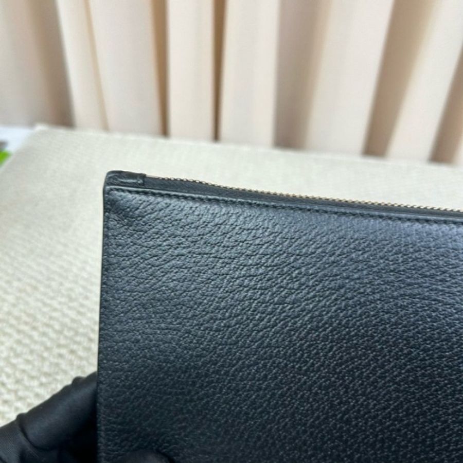 GUCCI古馳小蜜蜂手拿包 黑色荔枝紋牛皮 金色蜜蜂logo-9