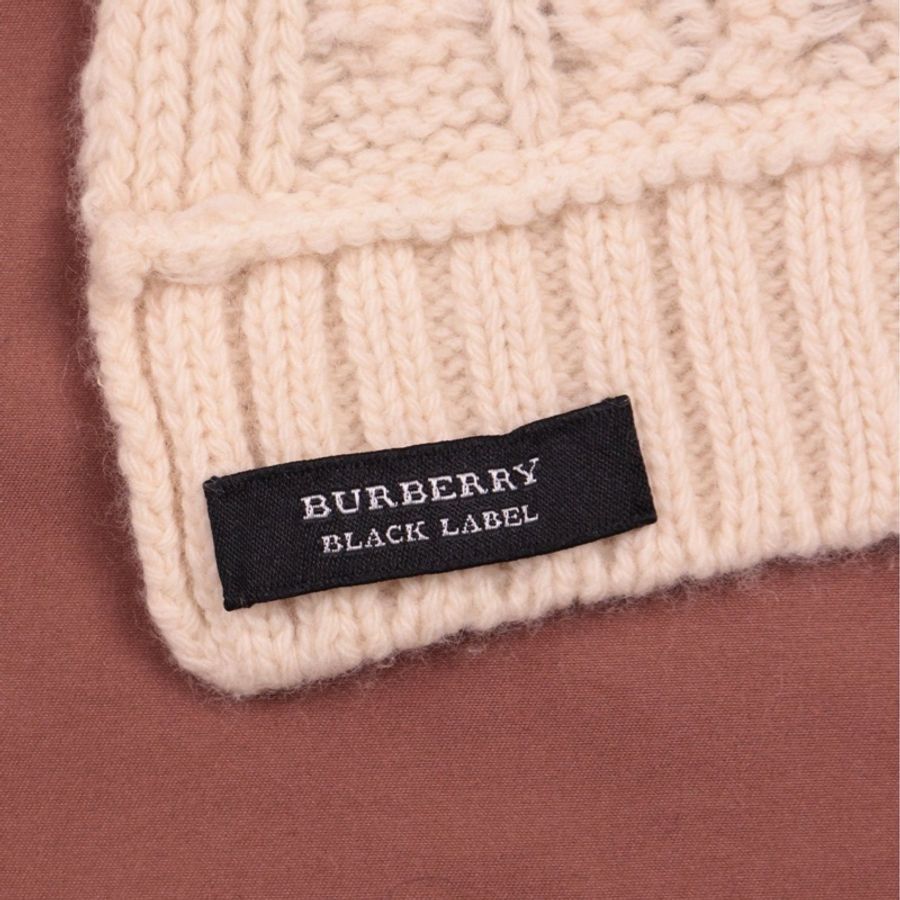 Burberry白色羊毛绞花针织围巾-10