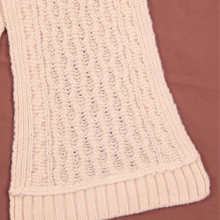 Burberry白色羊毛绞花针织围巾-15