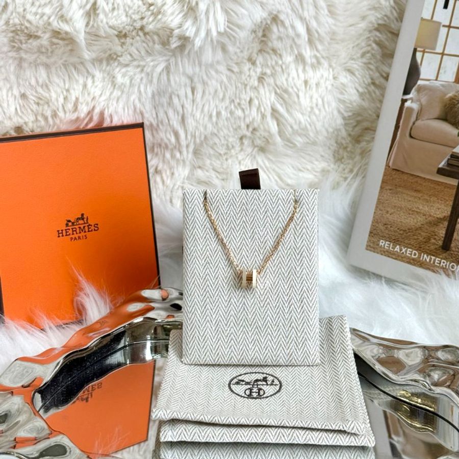Hermès pop h mini 奶茶色拼白色 項鍊-0