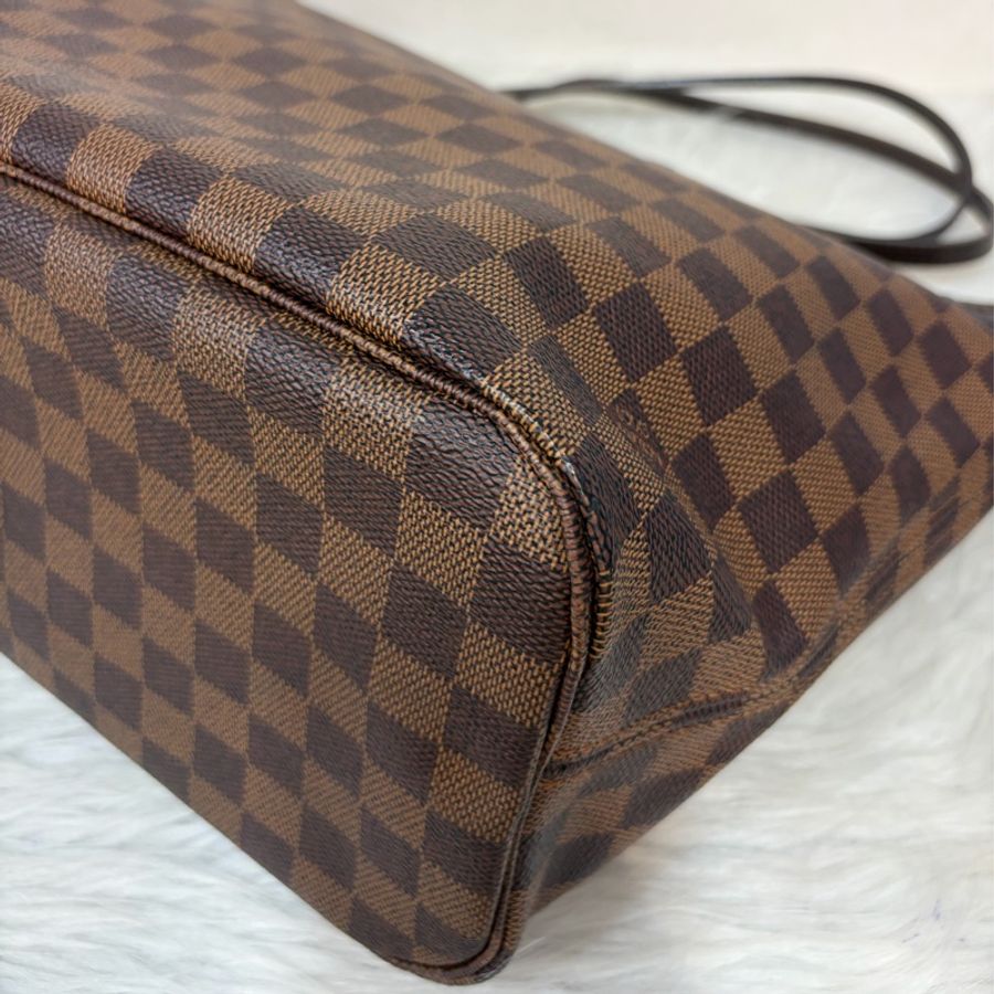 LV N51105 Neverfull TOTE MM 咖啡棋盤格紋肩背拖特包 購物包 托特包-9