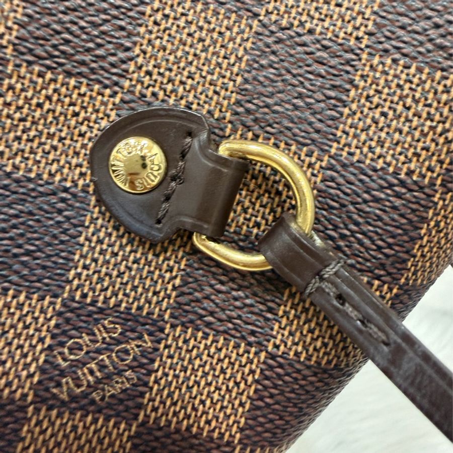 LV N51105 Neverfull TOTE MM 咖啡棋盤格紋肩背拖特包 購物包 托特包-14