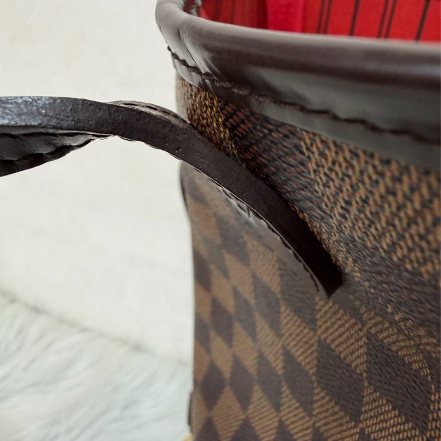 LV N51105 Neverfull TOTE MM 咖啡棋盤格紋肩背拖特包 購物包 托特包-36