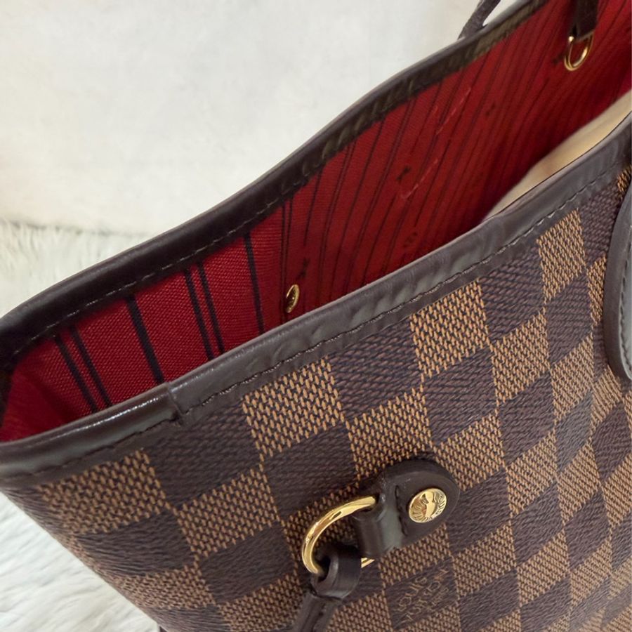 LV N51105 Neverfull TOTE MM 咖啡棋盤格紋肩背拖特包 購物包 托特包-42