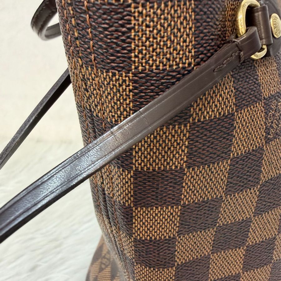 LV N51105 Neverfull TOTE MM 咖啡棋盤格紋肩背拖特包 購物包 托特包-46