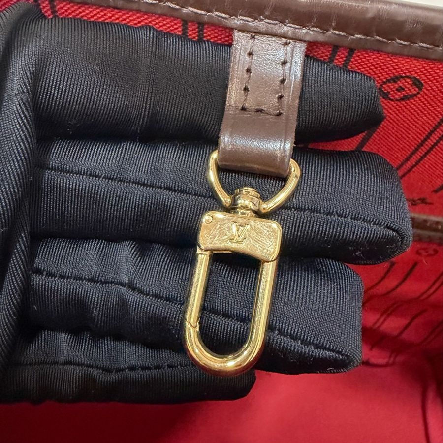 LV N51105 Neverfull TOTE MM 咖啡棋盤格紋肩背拖特包 購物包 托特包-60