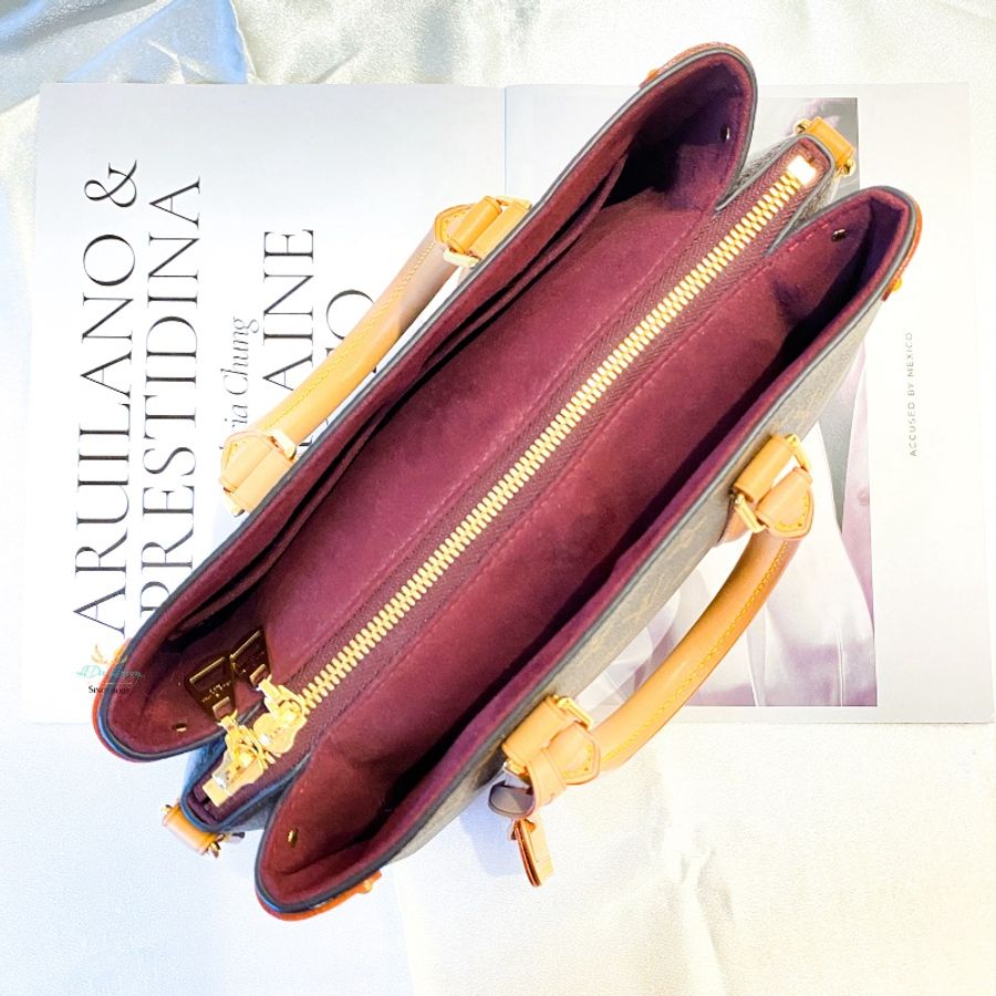 LV M44815 Soufflot BB 經典老花 三夾層 多功能 兩用 手提包 側背包 斜背包 公事包-11