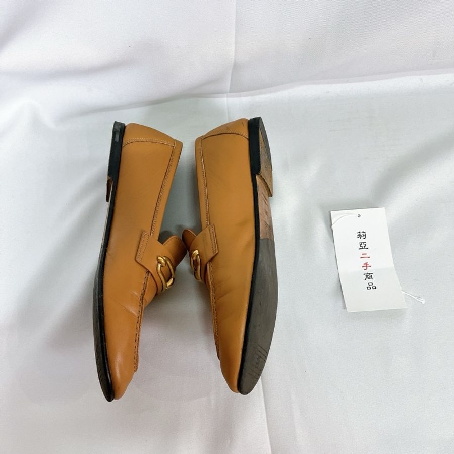 莉亞精品♡HERMES 豬鼻釦金棕樂福鞋 #38.5 二手-3