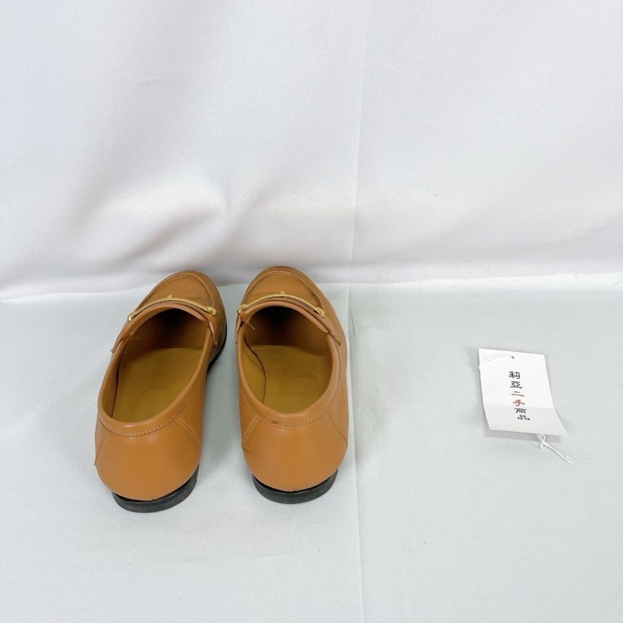 莉亞精品♡HERMES 豬鼻釦金棕樂福鞋 #38.5 二手-6