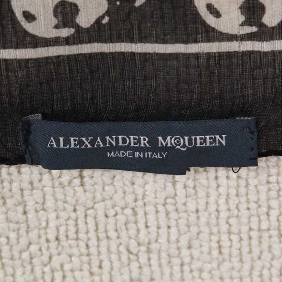 Alexander McQueen黑色真丝骷髅头图案丝巾-15