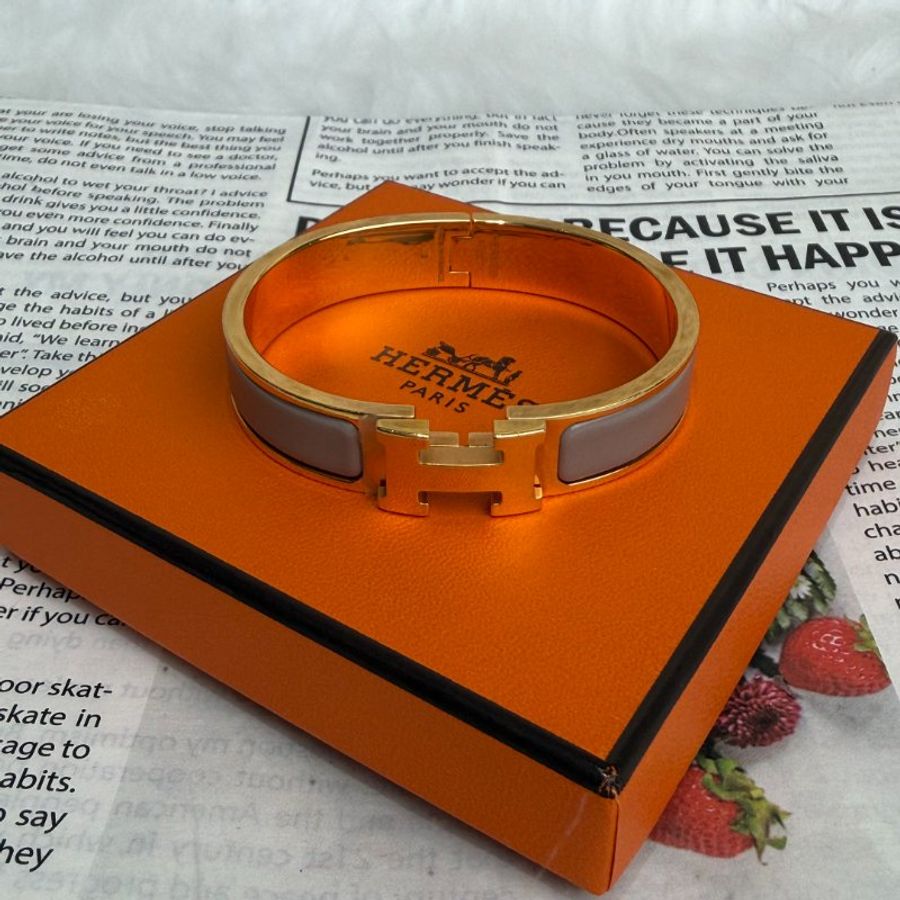 Hermès H手鐲 奶咖色玫瑰金-0