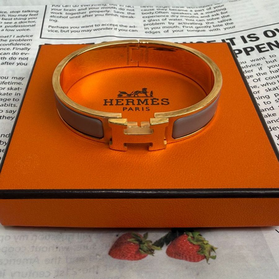 Hermès H手鐲 奶咖色玫瑰金-4