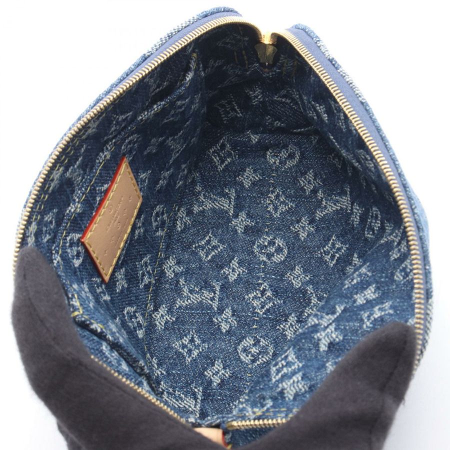 路易威登 Pochette 化妝包 PM M24316 Monogram 丹寧皮 藍色 二手-2