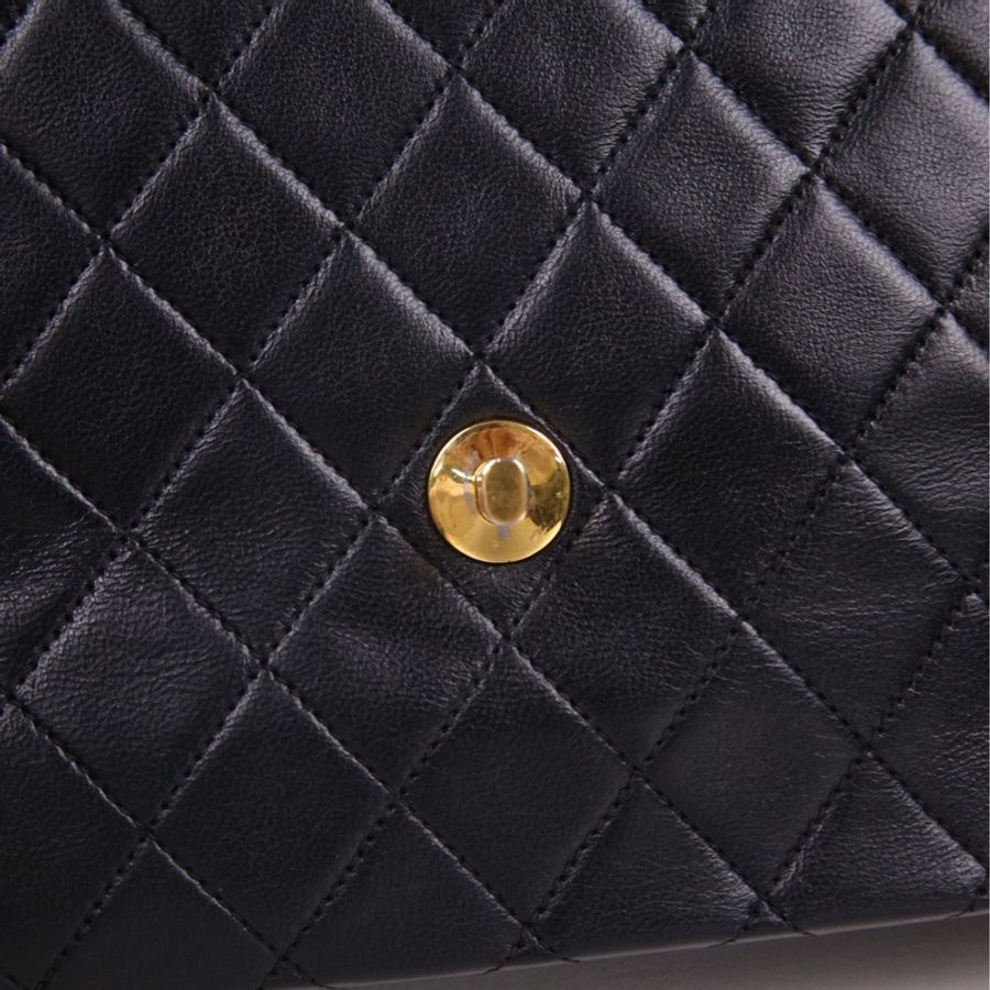 Chanel黑金书包扣菱格纹信封包woc单肩包-23