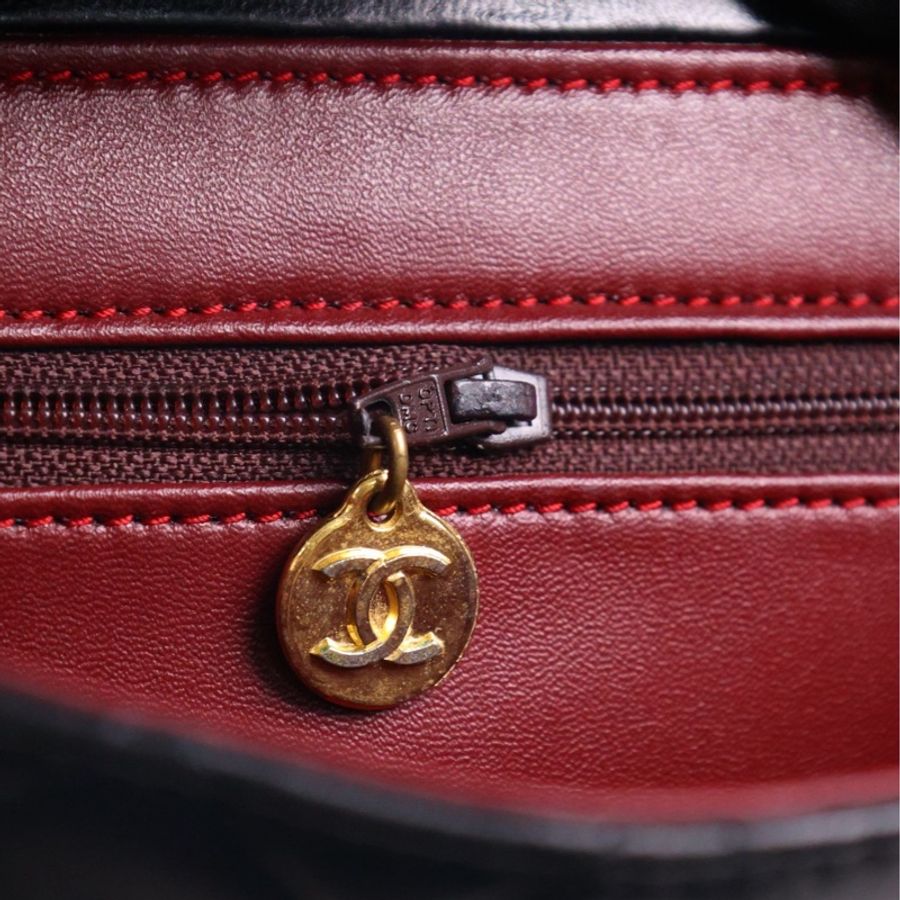 Chanel黑金书包扣菱格纹信封包woc单肩包-24