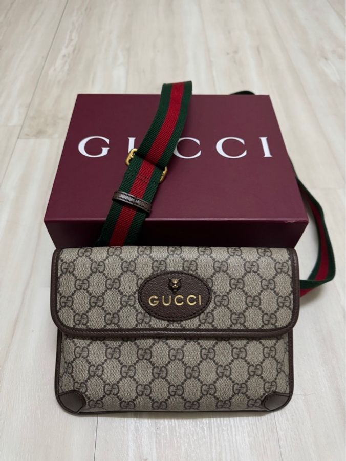 gucci老花虎頭斜背包-0